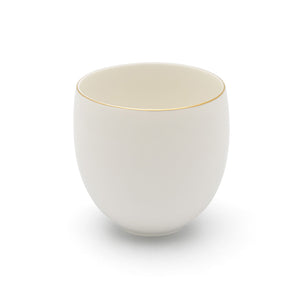 TESÆT - Porcelæn - Tekande 1,2 L + 2 Krus - Hvid med Gyldne Kanter