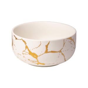 Matcha Skål - Hvid Keramik med Gyldent Design - 300 ml